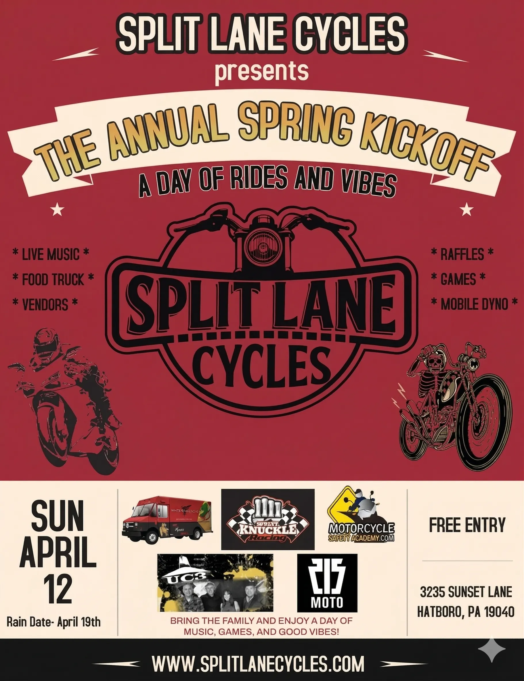 Split Lane Cycles Annual Spring Kickoff event flyer